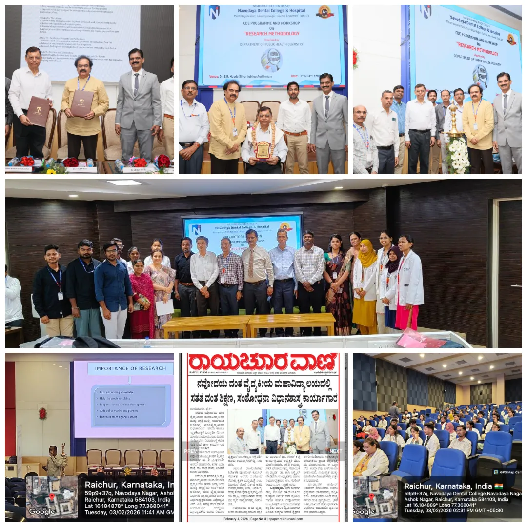 CDE & Workshop on Research Methodology at Navodaya Dental College Raichur | AI in Research 2026