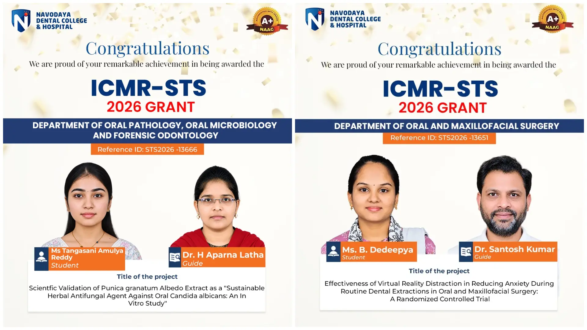 Heartiest Congratulations to ICMR–STS Awardees 2026