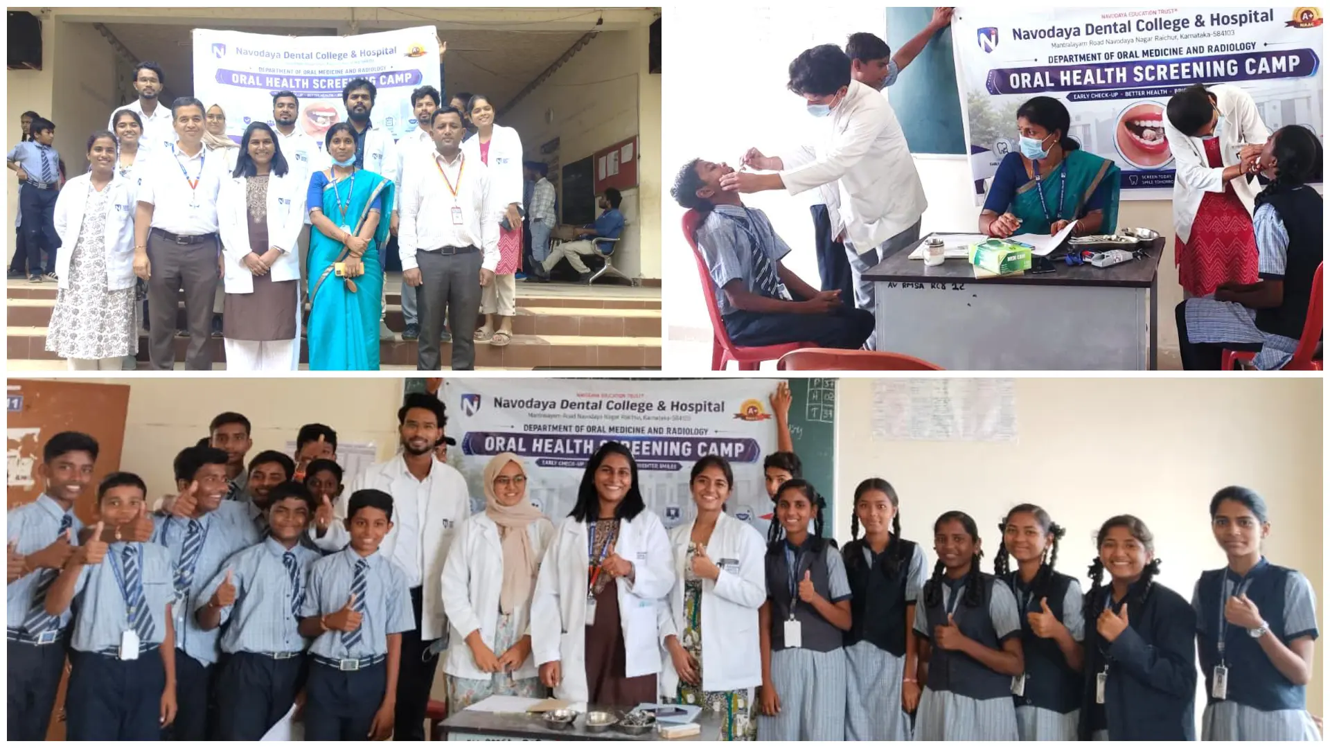 Oral Health Screening Camp at Adarsha Vidyalaya, Yermarus | Navodaya Dental College